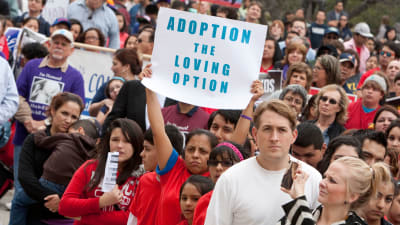 Abortmotståndare demonstrerar i Austin, Texas, USA.