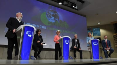 EU-kommissionen presenterade EU:s stora klimatpaket under en presskonferens den 14 juli 2021.