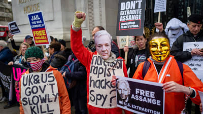 Demonstration till stöd för Julian Assange i London 22.2.2020