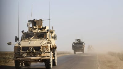 Bepansrade amerikanska fordon som patrullerade i provinsen Deir ez-Zor (där också Baghuz ligger) den 31 januari. 