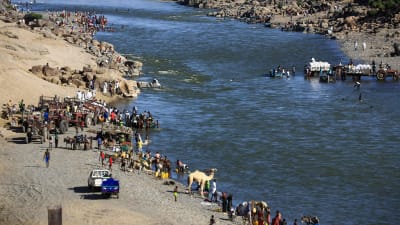 Etiopiska flyktingar påväg till Sudan