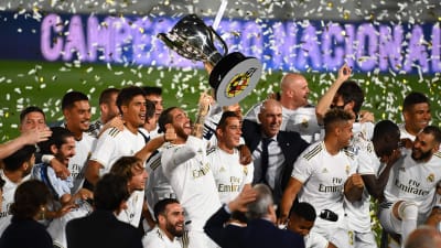 Real Madrid firar ligatiteln 2020.