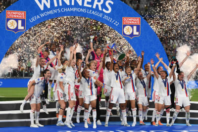 Lyon firar Champions League-titeln 2022.