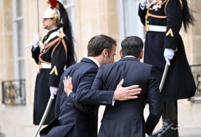 French President Emmanuel Macron and British Prime Minister Rishi Sunak 