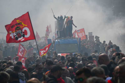 Demonstranter i Marseille i södra Frankrike.