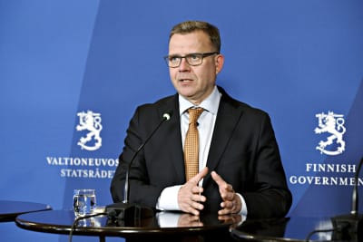 Hallituksen muodostaja, kokoomuksen puheenjohtaja Petteri Orpo piti tiedotustilaisuuden Säätytalolla Helsingissä 4. toukokuuta 2023.
