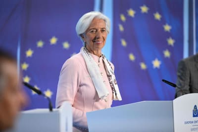 Chefen för Europeiska centralbanken Christine Lagarde vid ECB:s presskonferens den 14 september 2023. ECB  beslutade att styrräntorna ska höjas med ytterligare 0,25 procentenheter.