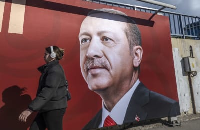 Recep Tayyip Erdoğan på en väggmålning i Istanbul.
