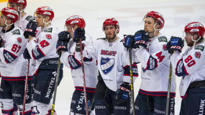 HIFK-spelare efter den avgörande finalförlusten 2016.