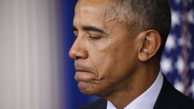 USA:s president Barack Obama vid presskonferens i Vita huset den 14 november 2016.