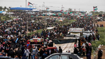Palestinier demonstrerar i Malaka i Gaza 30.3.2019