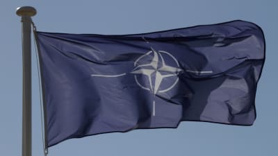 Natos flagga vajar.