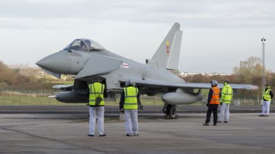 Eurofighter Typhoo -hävittäjä Wartonissa Englannissa.