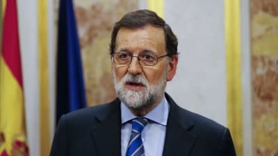 Spaniens premiärminister Mariano Rajoy under en presskonferens i Madrid den 23 maj. 