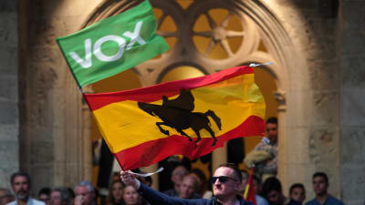 Vox för valkampanj i Burgos i norra Spanien