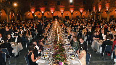 Ett av borden vid galamiddagen på Nobelfesten 2018.