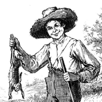 Adventures of Huckleberry Finn, Edward Winsor Kemblen kuva vuonna 1884 ilmestyneessä kirjassa.