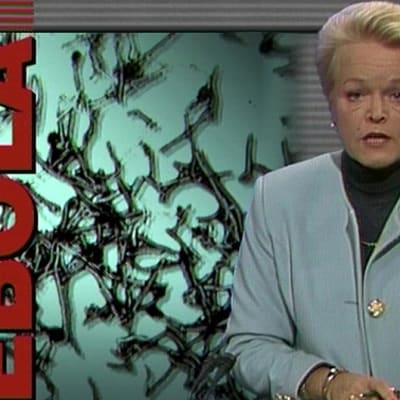 Kristina Wallendorff läser upp en nyhet om ebola i TV-Nytt 12.5.1995