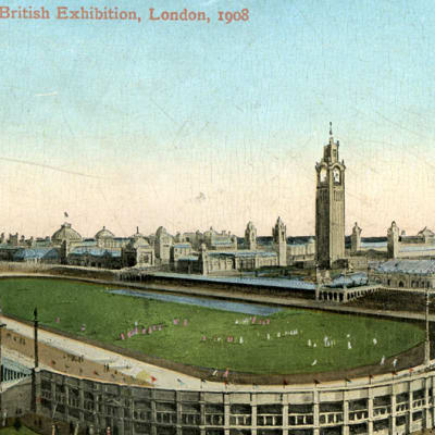 Postikortti Lontoon olympiastadionista (1908).
