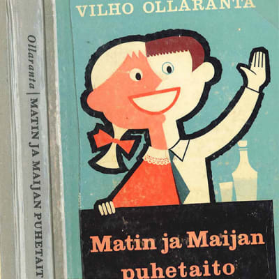 Vilho Ollarannan kirjan Matin ja Maijan puhetaito -kirjan kansi vuodelta 1959, piirros Matti Larres.