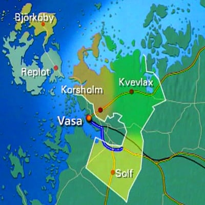 Karta över kommuner i Österbotten
