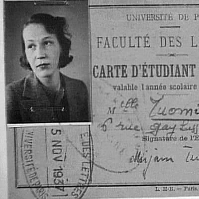Mirjam Tuominens studiekort till Paris universitet 1937-1938.
