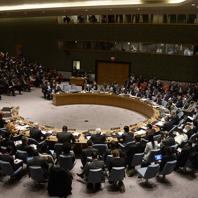 YK:n turvallisuusneuvosto koolla.