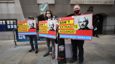 Demonstration för Julian Assange i London 7.9.2.2020.  