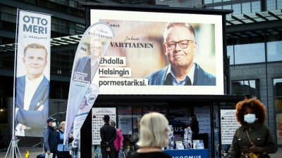 samlingspartiets valkampanj i Helsingfors inför kommunalvalet.