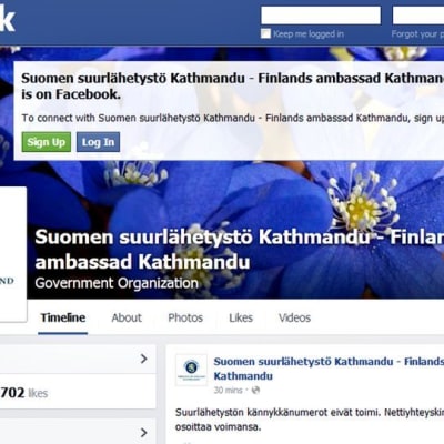 Facebooksida tillhörande Finlands ambassad i Katmandu.