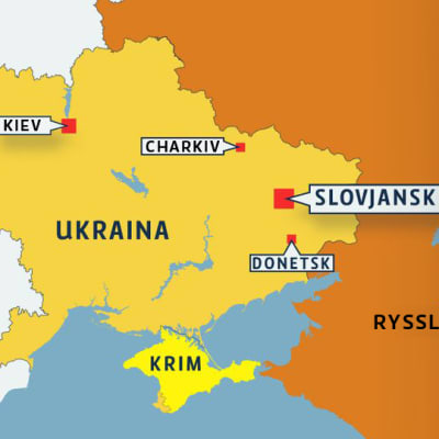 Karta över städer i Ukraina.