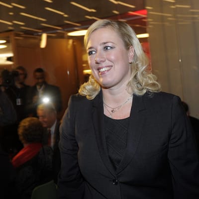 Jutta Urpilainen på SDP:s valvaka