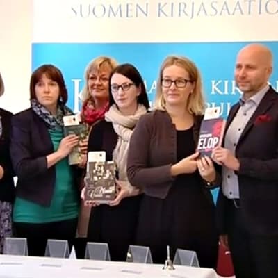 Kandidaterna till Fack-Finlandia 2014. Mirkka Lappalainen, Antti Järvi, Hanna Nikkanen, Aila Ruoho, Vuokko Ilola, Minna Maijala, Merina Salminen, Pekka Nykänen, Samuli Tiikkaja.