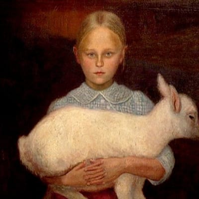 Hugo Simbergin taulu Lammastyttö