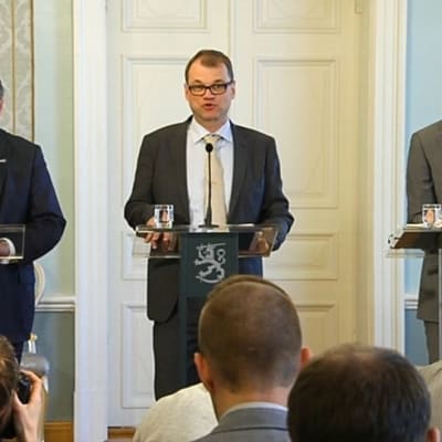 Timo Soini, Juha Sipilä ja Alexander Stubb