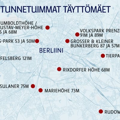 Berliinin tunnetuimmat täyttömäet-kartta.