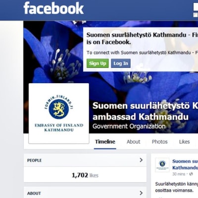 Suomen suurlähetystö Kathmandun facebook-sivu.