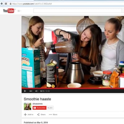 Siruaurooran smoothie haasteet ovat katsottuja YouTubessa.
