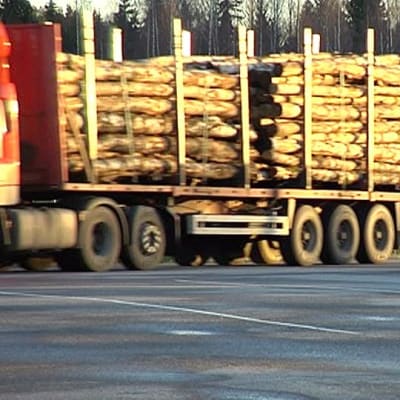 Puuta tuodaan Venäjältä rekka-autoilla.