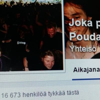 Joka päivä sama kuva Pekka Poudasta moshpitissä  -sivuston profiili- ja kansikuva. Kuvassa ihmisä tanssimassa.