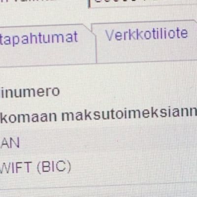 Osa verkkopankin nettisivusta.