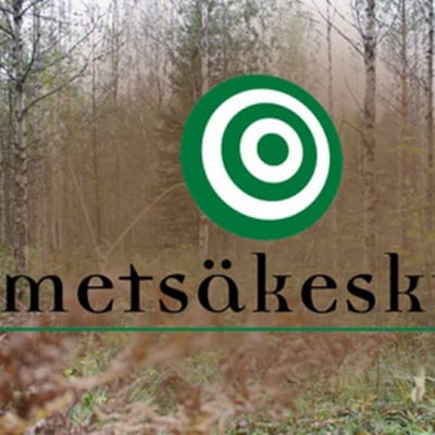 Metsäkeskuksen logo ja syksyinen lehtometsä.
