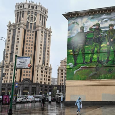  Målning i Moskva, till stöd för den ryska militärens invasion i Ukraina.