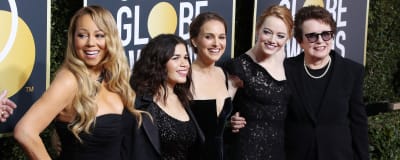 Mariah Carey, America Ferrera, Natalie Portman, Emma Stone och Billie Jean King inför Golden Globe 2018.