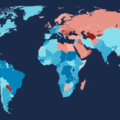 Grafiikka näyttää maailman maiden yhteisöveroasteen kartalla