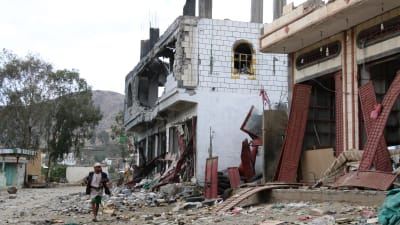Förstört MSF-sjukhus i Haydan i Jemen.