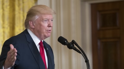 Donald Trump på en presskonferens i Washington den 20 april 2017