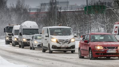 Talviliikennettä Helsingissä 23.1.2019.