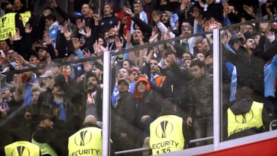 Marseille-anhängare under matchen mot Bilbao.