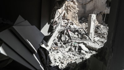 Byggnader som förstörts i bomningen av östra Ghouta. 